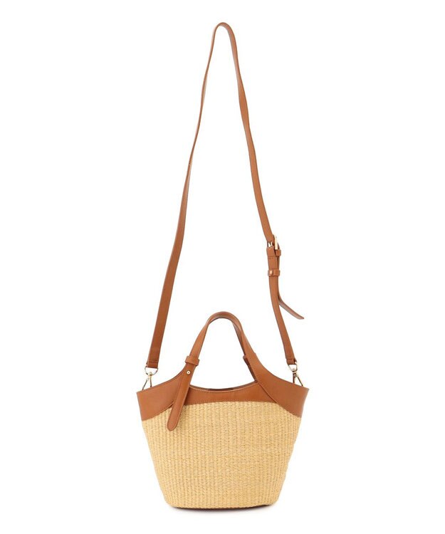 23区 雑材 ショルダーバッグ ナチュラル×ブラウン