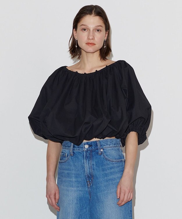 NAVE 【Nave　洗える】リリー 　バルーンスリーブブラウス ブラック系