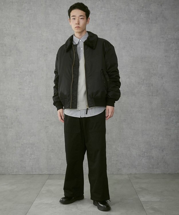 WEGO 【ウエストゴム/ユニセックス着用ITEM】サイドスリットコンバットパンツ ブラック