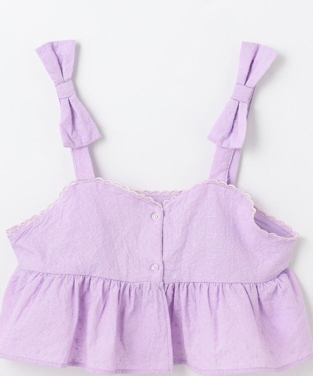 ANY KIDS キャミソール付き 長袖Tシャツ ラベンダー×オフホワイト