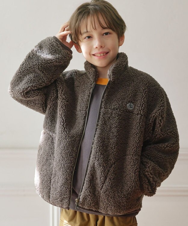 J.PRESS KIDS 【100-130cm】スタンドカラー ボア ブルゾン ブラウン系