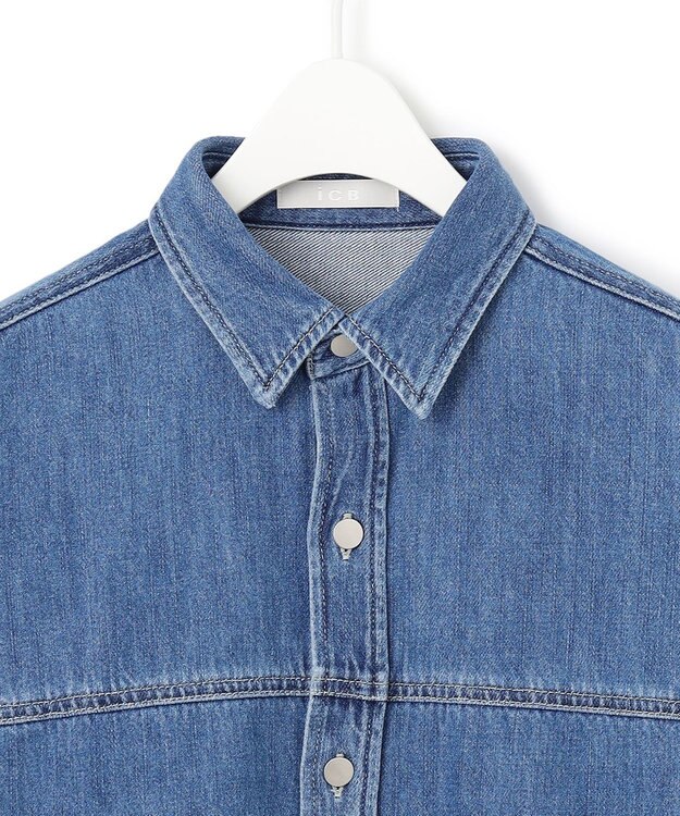 ICB 【WEB限定・洗える】コットンソフトデニム ジャケット ブルー系