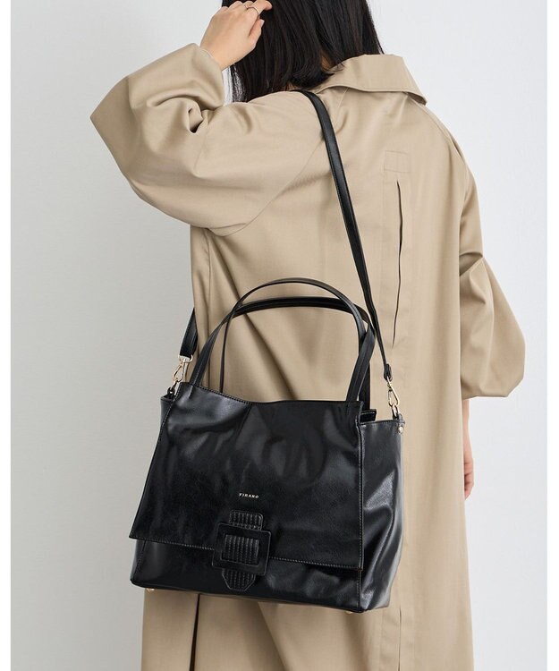 MioFIRANO バックル付きトートバッグ＆ショルダーバッグセット 2WAY A4サイズ対応　FIRANO フィラノ BLACK