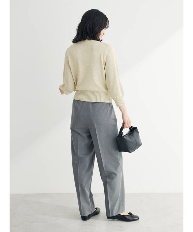 Green Parks ラメ５分袖コンパクトニットプルオーバー Gold