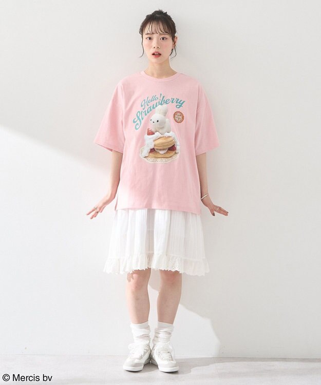 earth music&ecology ｍｉｆｆｙ／ｅａｒｔｈ　ｓｔｒａｗｂｅｒｒｙ　Ｔｅｅ Pink