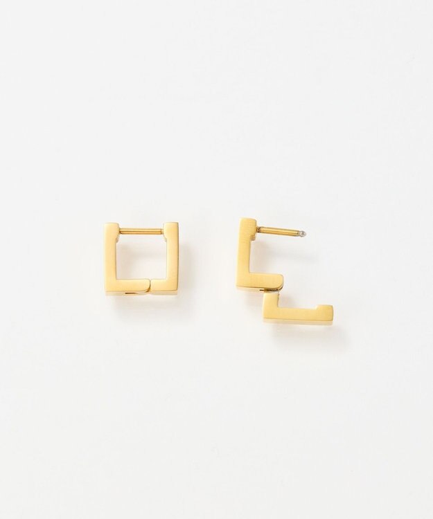 Phoebe 【金属アレルギー対応】ストレートスクエアフープピアス　ゴールド/サージカルステンレス ゴールド