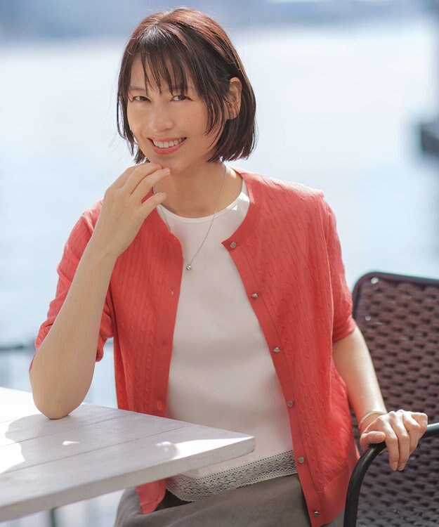 J.PRESS LADIES 【一枚で着映え】コットンスムース レース カットソー ホワイト系