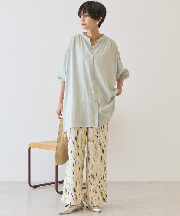 AMERICAN HOLIC 楊柳バンドカラーシャツ Mint