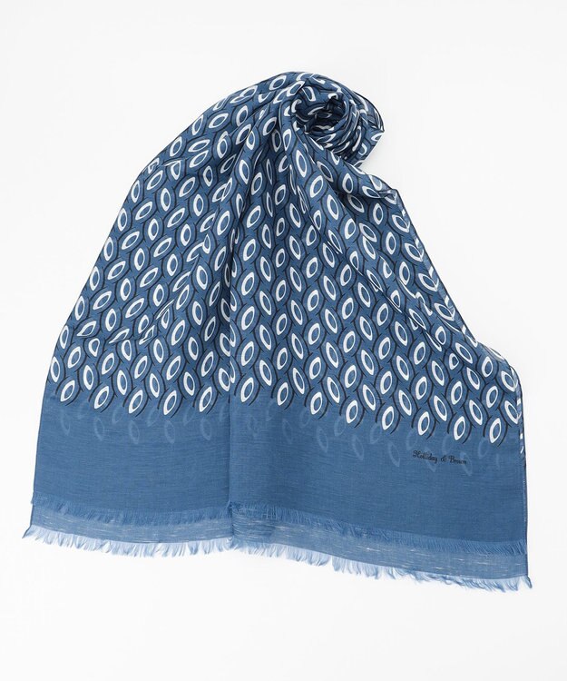 JOSEPH ABBOUD 【イタリア製】スケールパターンショール サックスブルー系5