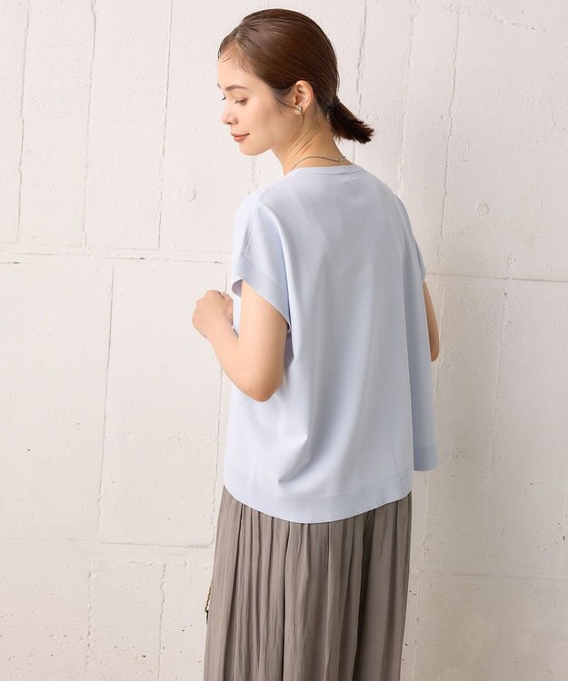 組曲 【WEB限定】Tシャツライク サマーニット サックスブルー系