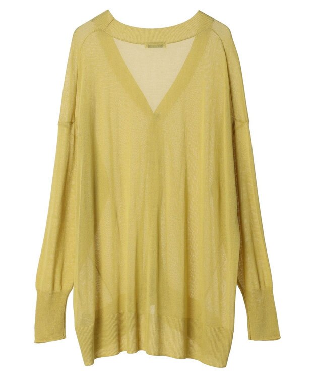 earth music&ecology 接触冷感シアーＢＩＧカーディガン Yellow