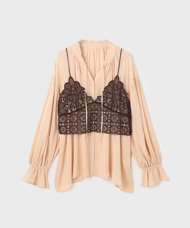 GRACE CONTINENTAL レースキャミ付カフタンブラウス ピンク