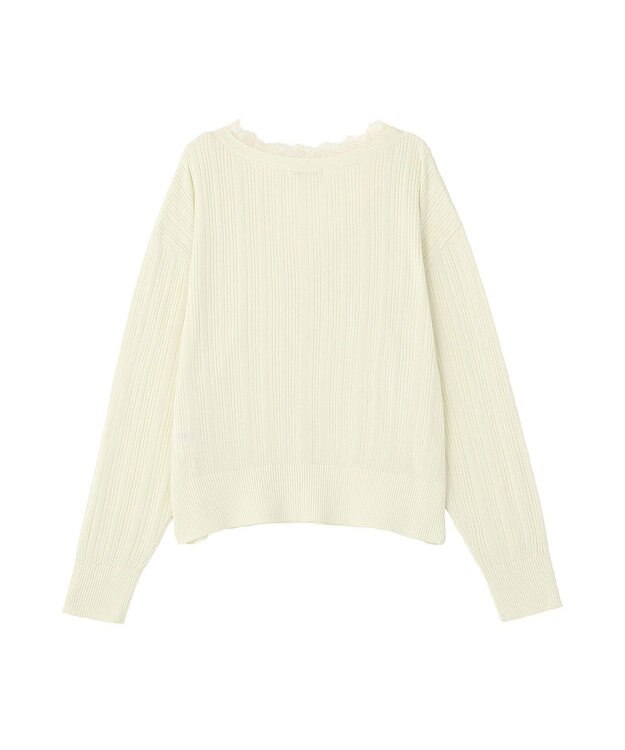 Green Parks レースドッキングニットカーディガン Ecru