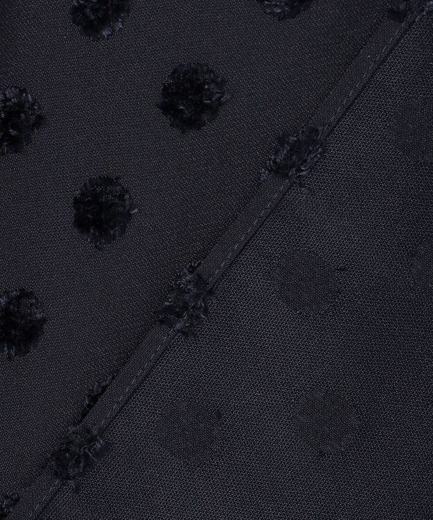 #Newans 【洗濯機可】ジャガ―ドドットペプラムブラウス ネイビー