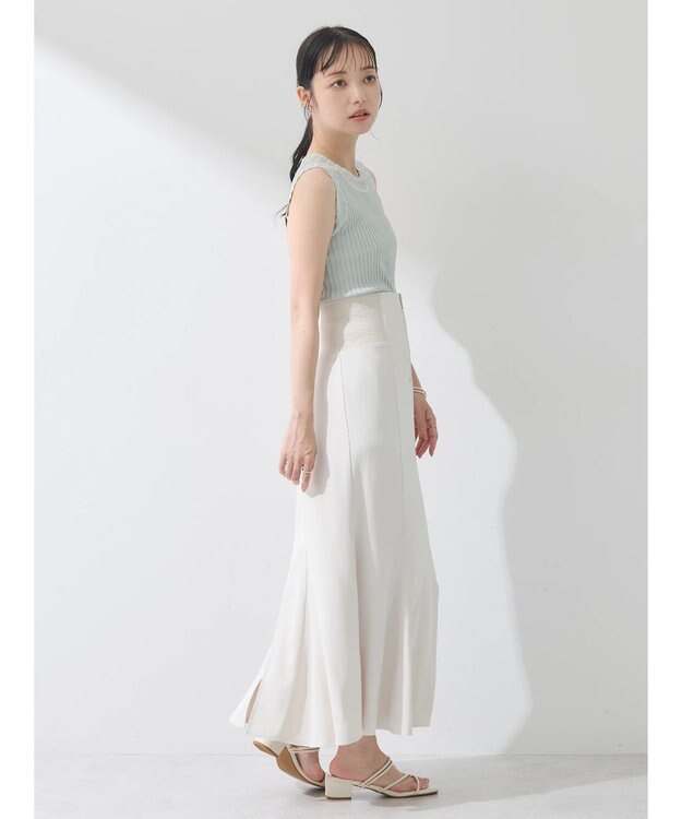 earth music&ecology ノースリーブラインニットプルオーバー Mint