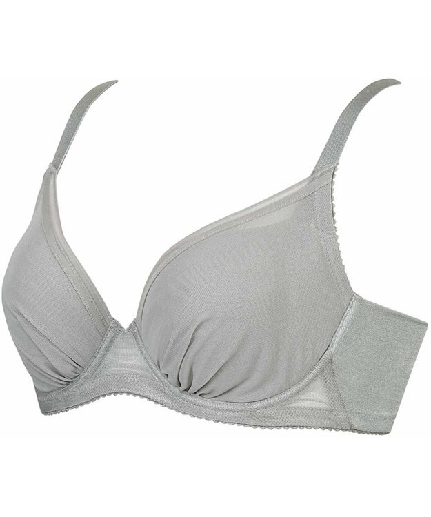 WACOAL 【小さく見せるブラ】 シンプル ブラジャー 着やせ効果 コンパクトにメイク バストの突出をおさえる 背中の段差を軽減 大きいサイズ レディース BRB452 /ワコール グレー