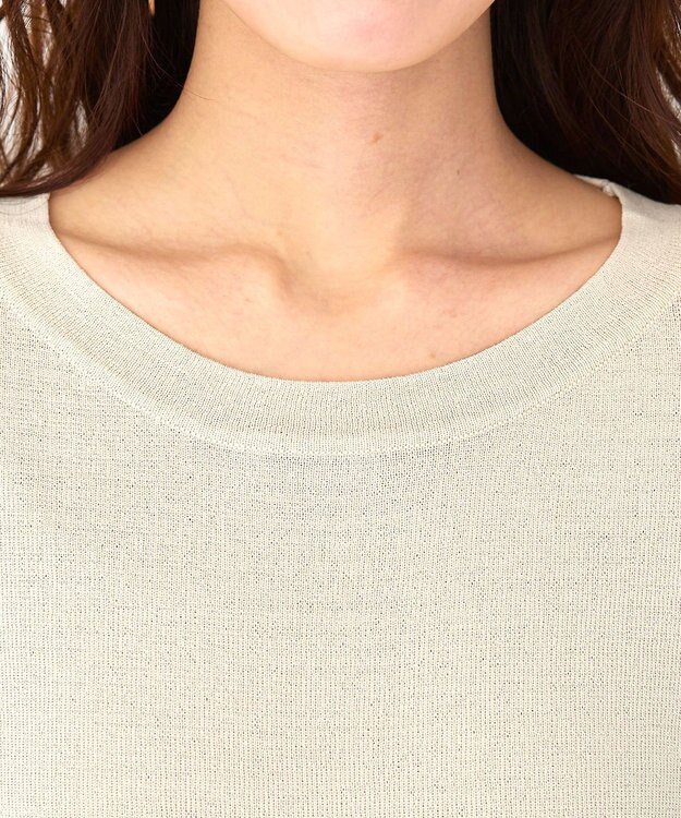 Tiaclasse L 【新色追加・洗える】配色スリットニット ライトベージュ