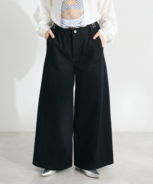 CRAFT STANDARD BOUTIQUE サルベージデニムワイドパンツ Black