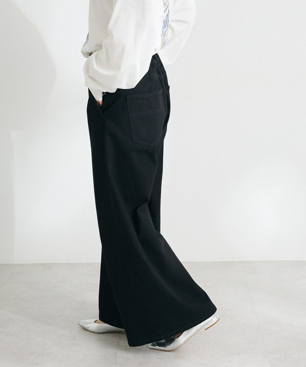 CRAFT STANDARD BOUTIQUE サルベージデニムワイドパンツ Black