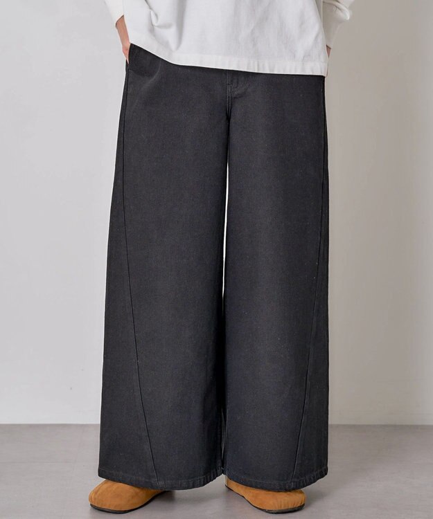 CRAFT STANDARD BOUTIQUE サルベージデニムワイドパンツ Black