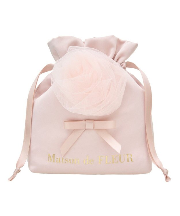 Maison de FLEUR コットンキャンディ巾着 Pink Beige