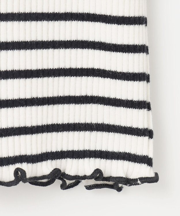 ANY KIDS 襟リボンカットソー ブラック×オフホワイト（ボーダー）