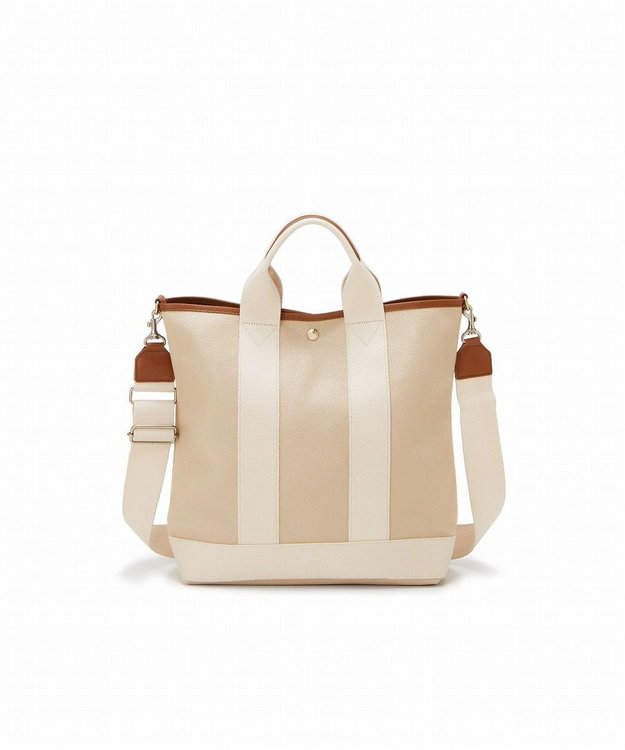 TOPKAPI 【Breath TOPKAPI】スコッチグレイン ネオレザー 縦型 A4 トート バッグ ショルダー付き L ライトトープ