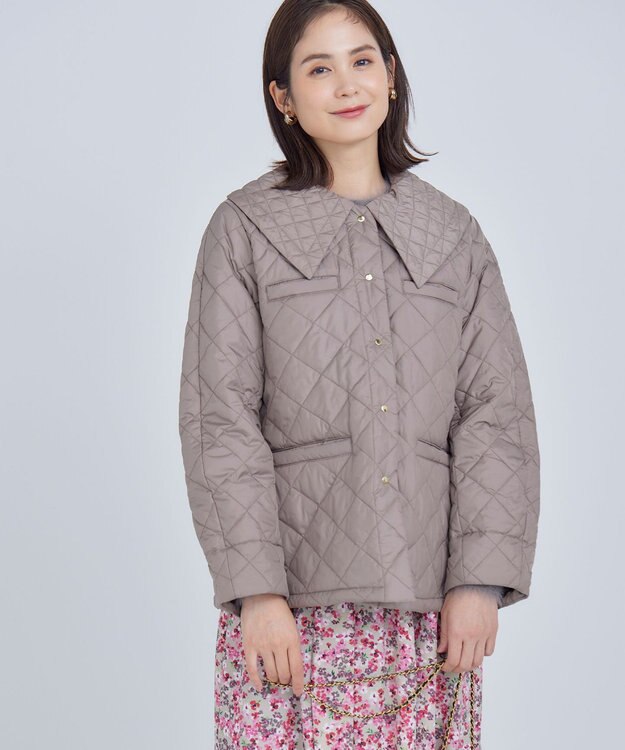 組曲 【洗える・中綿】2WAYキルト コート ベージュ系