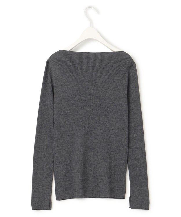 ICB 【洗える】エクストラファインメリノ  ボートネックプルオーバー ミディアムグレー系