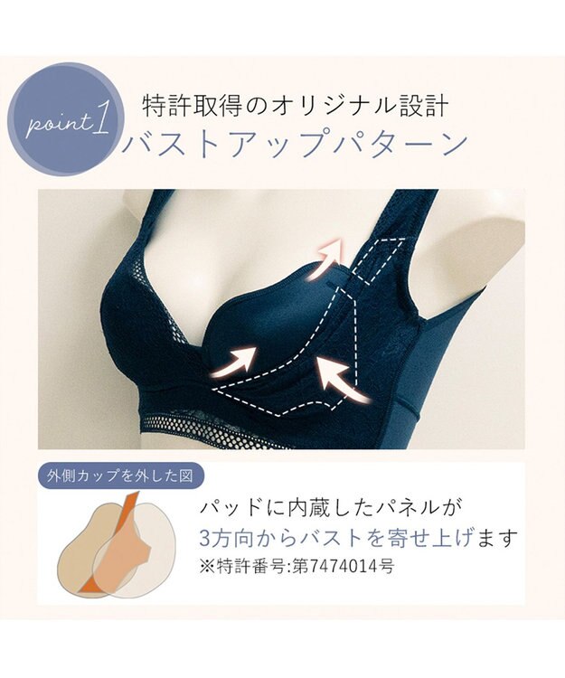 BRADELIS New York 【BRADELIS Me】Dreamy Night Bra ノンワイヤー ナイトブラ 補正下着 ネイビー