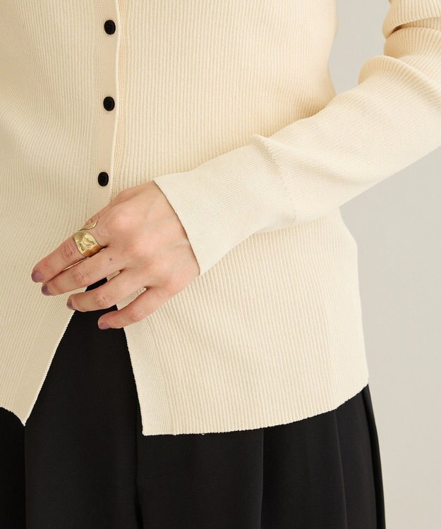 CRAFT STANDARD BOUTIQUE 襟付きコンパクトリブニットカーディガン Ivory