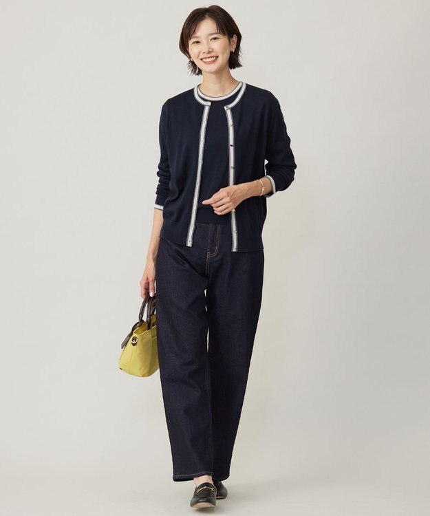 J.PRESS LADIES S 【洗える】BASIC STRETCH DENIM ボーイフィット パンツ ネイビー系