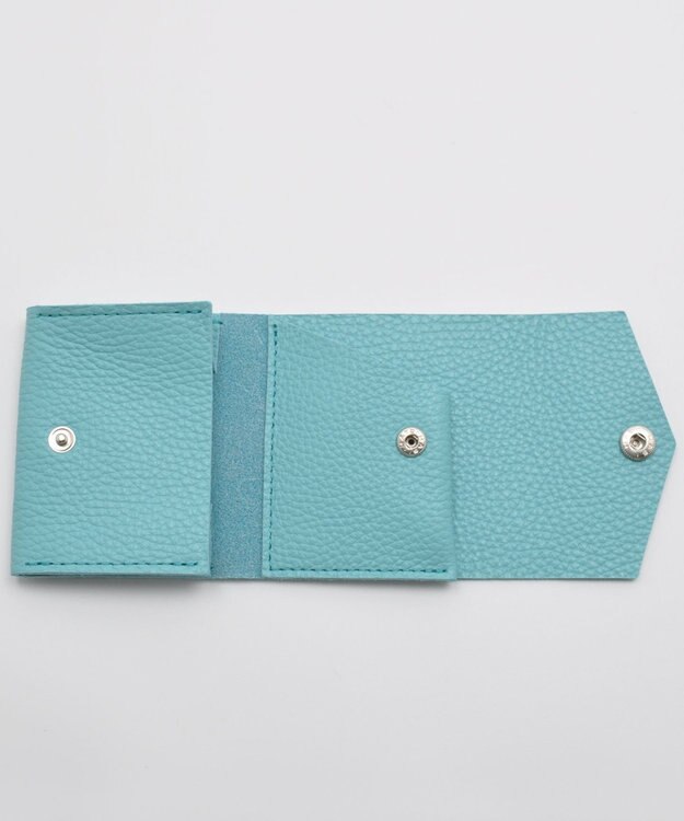 blancle シュリンクレザー 三つ折りウォレット ロビンエッグブルー