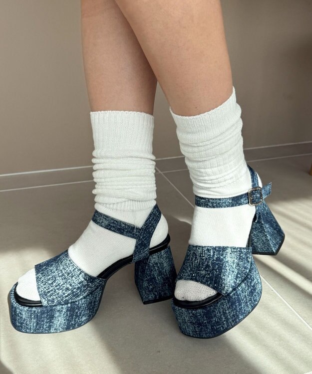 WEGO ストーム付きヒールサンダル デニム