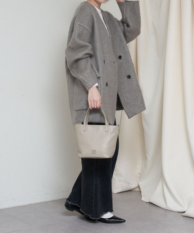 russet レザー2WAYミニトートバッグ(CE-1664) GrayBeige