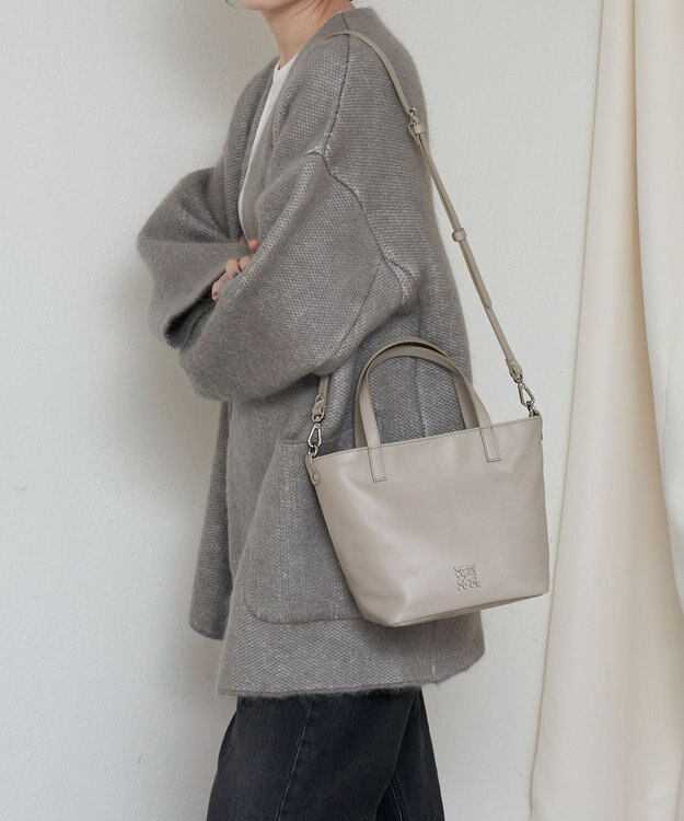 russet レザー2WAYミニトートバッグ(CE-1664) GrayBeige