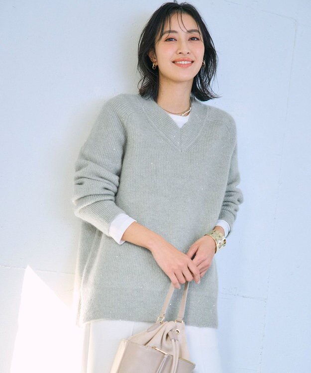 UNFILO L コットンカシミヤ クルーネックカットソー オフ