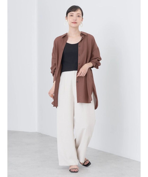 earth music&ecology シアーボーイズライクシャツ Brown