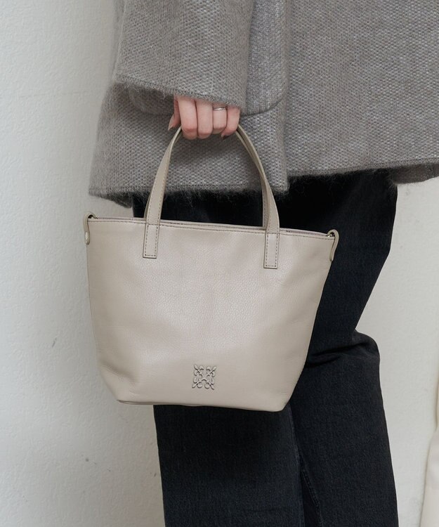 russet レザー2WAYミニトートバッグ(CE-1664) GrayBeige