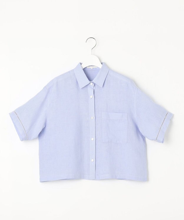 23区 S 【洗える】LIBECOリネン クロップド シャツ ライラック系