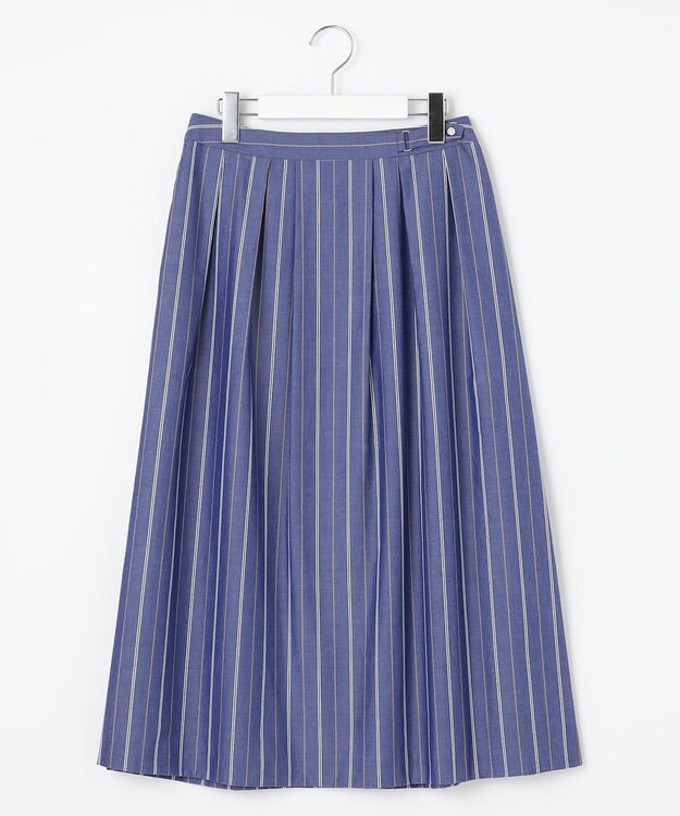 J.PRESS LADIES L 【洗える】 セルロース タイプライター ストライプ フレアー スカート ネイビー系1