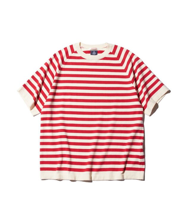 J.PRESS MEN 【J.PRESS ORIGINALS】Lightwave Border Raglan Knit T-shirt レッド系7