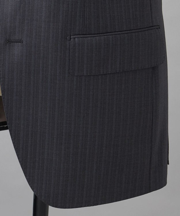 GOTAIRIKU シワになりにくい【御幸毛織/みゆきけおり】Superio160 スーツ_グレーストライプ グレー系1