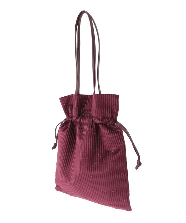Green Parks ａｎｄｍｉｋｋａ．ラメベロアプリーツ巾着バッグ Bordeaux