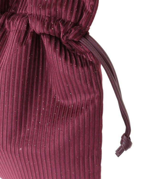 Green Parks ａｎｄｍｉｋｋａ．ラメベロアプリーツ巾着バッグ Bordeaux