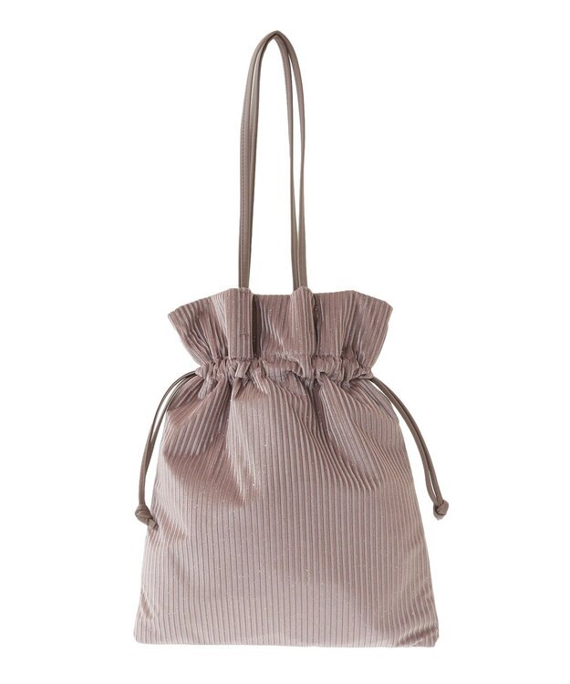 Green Parks ａｎｄｍｉｋｋａ．ラメベロアプリーツ巾着バッグ Beige