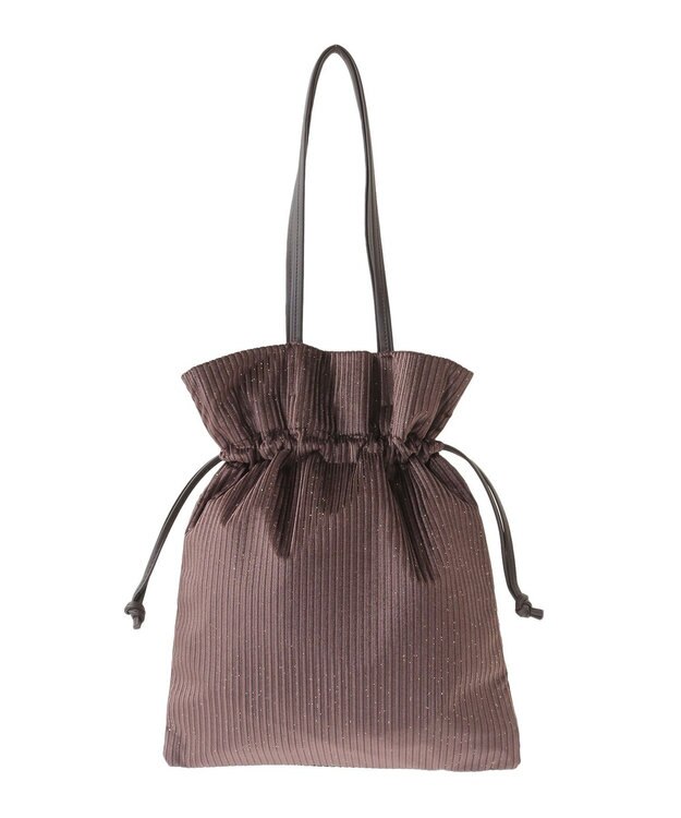 Green Parks ａｎｄｍｉｋｋａ．ラメベロアプリーツ巾着バッグ Brown