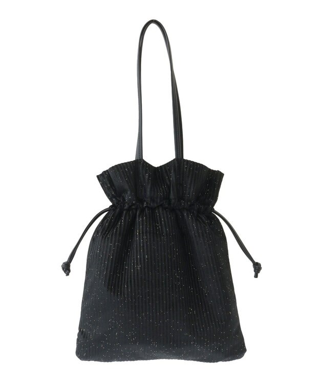 Green Parks ａｎｄｍｉｋｋａ．ラメベロアプリーツ巾着バッグ Black