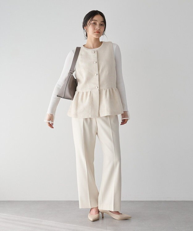 YECCA VECCA ツイードペプラムジレ Off White