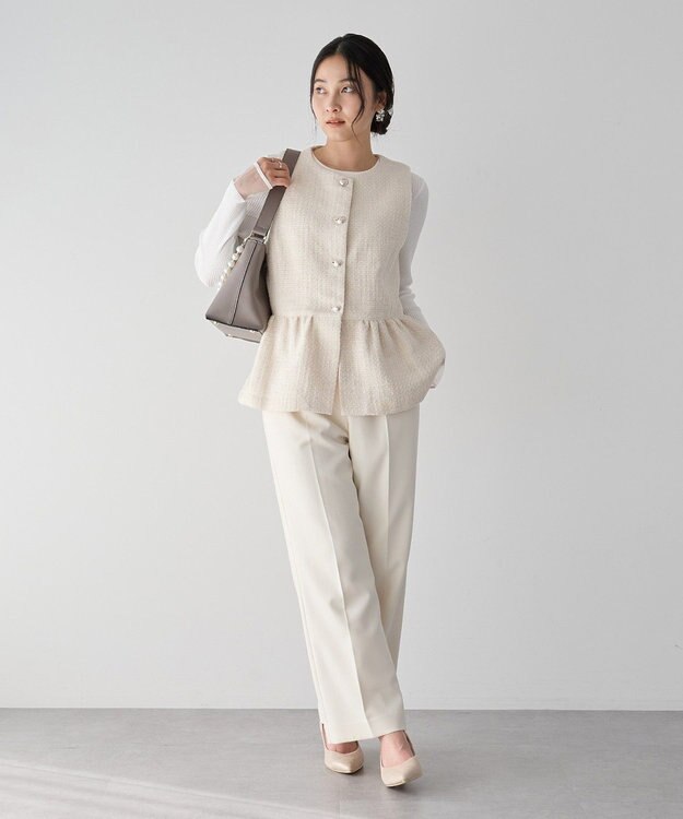 YECCA VECCA ツイードペプラムジレ Off White